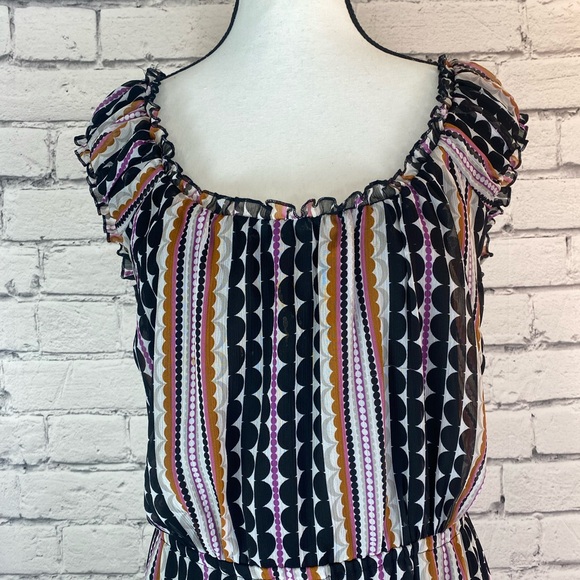 Merona Purple Geometric Boho Mid Length Dress with Ruffle Sleeves size 1X - Picture 2 of 10